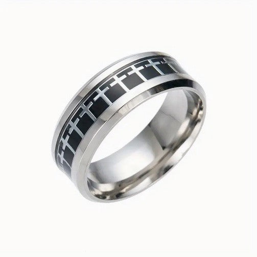 Black Stainless Steel Cross Ring