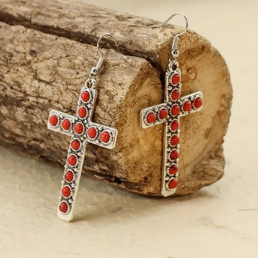 Vintage Cross Dangle Earrings
