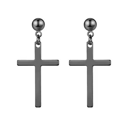 18K Plated No Tarnish Stainless Steel Post Cross Earrings