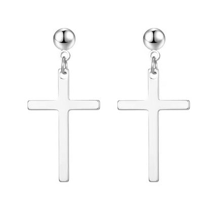 18K Plated No Tarnish Stainless Steel Post Cross Earrings