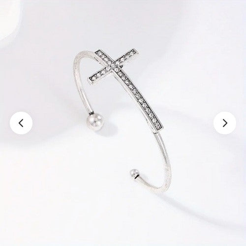 Lady's CZ Cross Bracelet