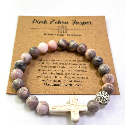 Handmade Gemstone Beaded Cross Bracelets- Nine Gemstone Choices!