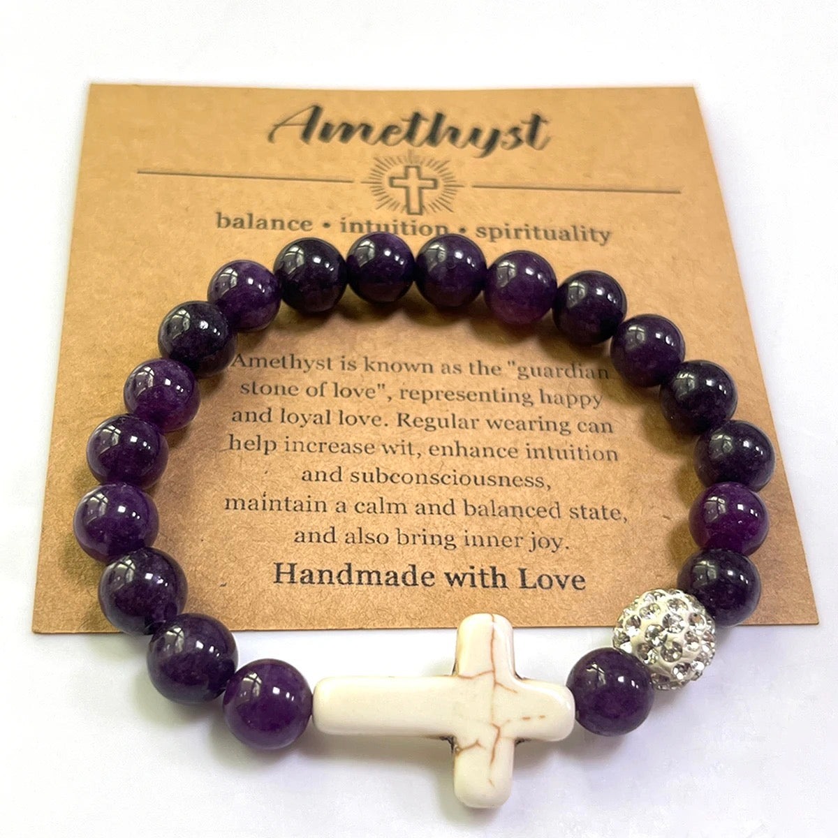Handmade Gemstone Beaded Cross Bracelets- Nine Gemstone Choices!