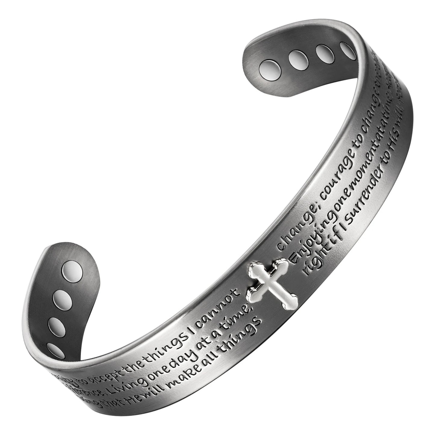 Thick Copper Cross And Serenity Prayer Cuff Bracelet