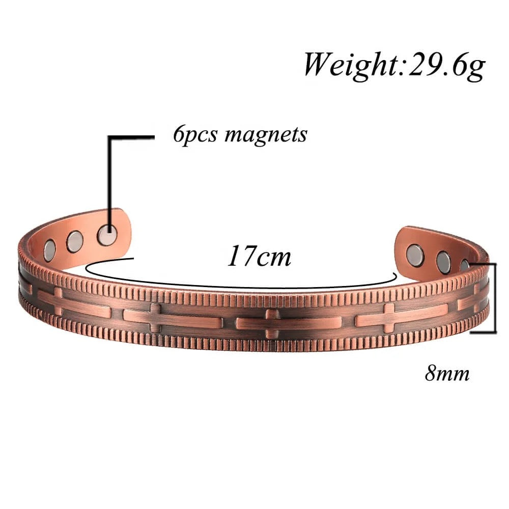 Thin Copper Cross Cuff Bracelet