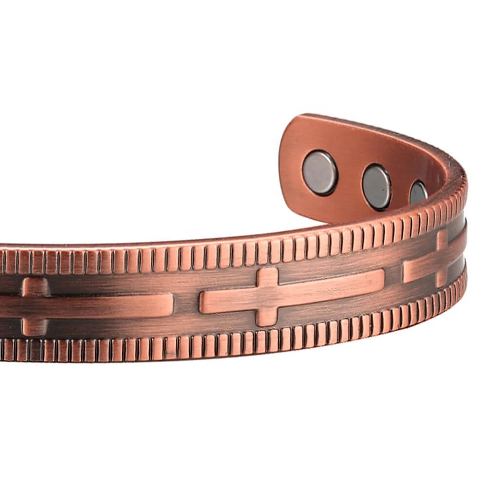 Thin Copper Cross Cuff Bracelet