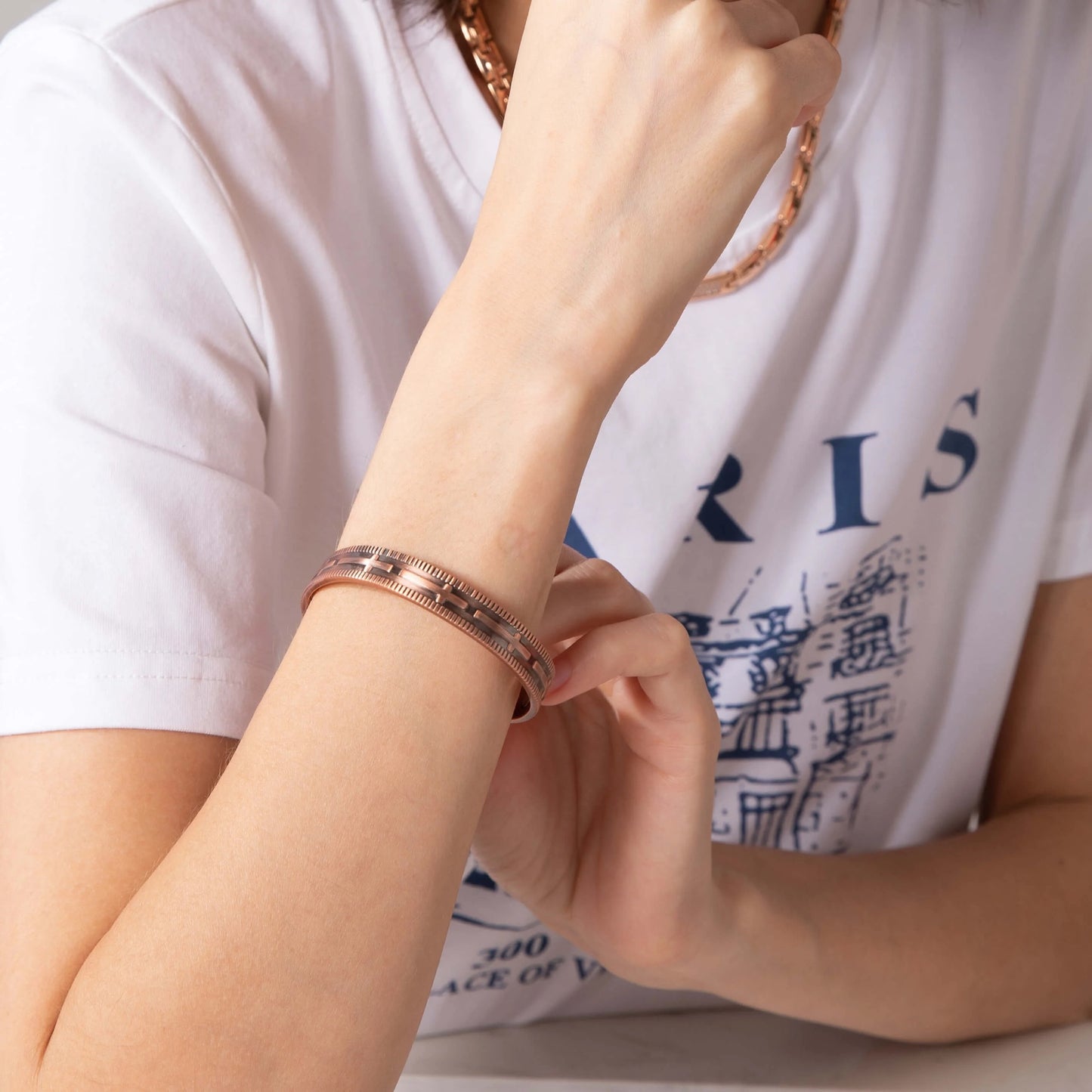 Thin Copper Cross Cuff Bracelet