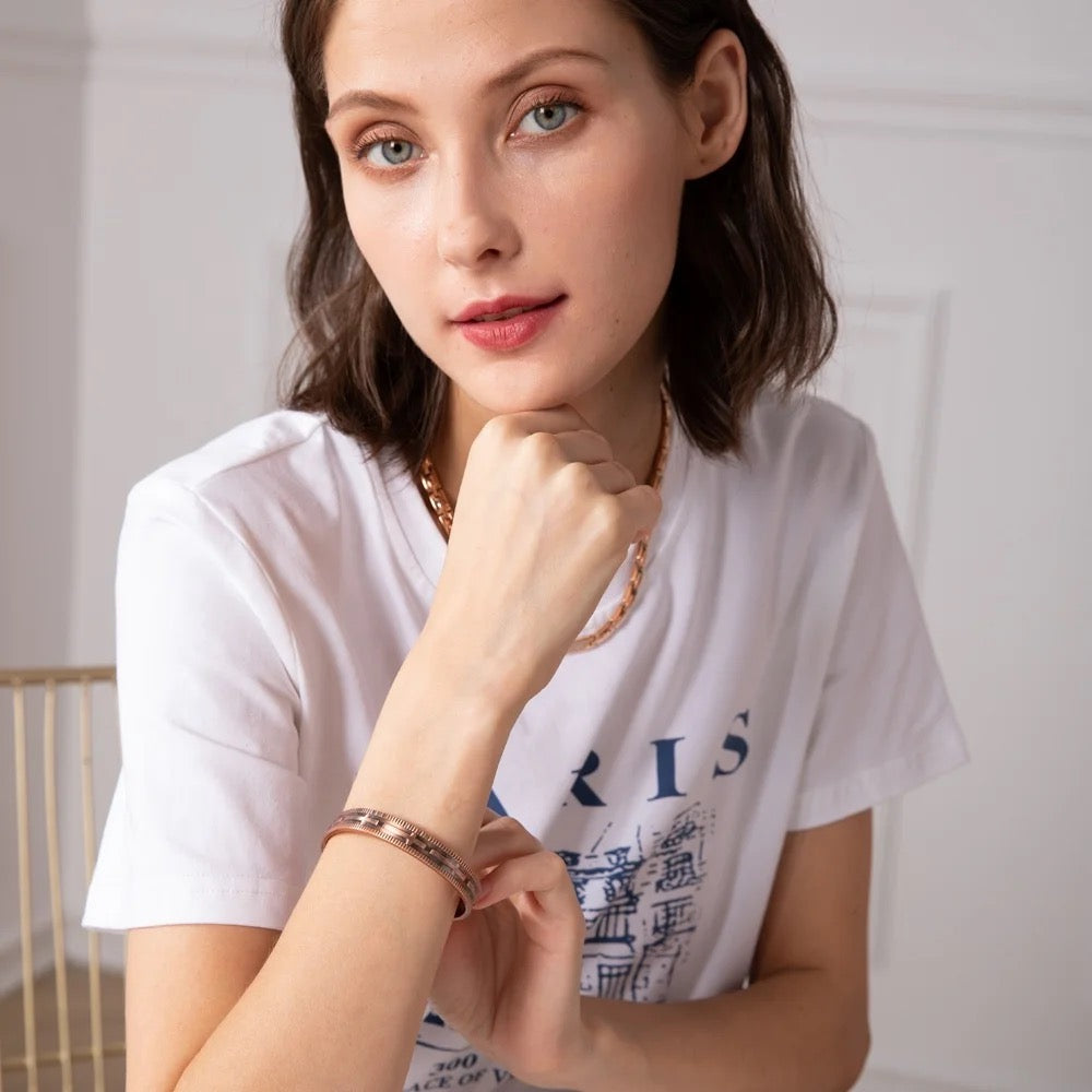 Thin Copper Cross Cuff Bracelet
