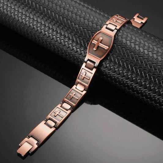 Copper Magnetic Cross Link Bracelet