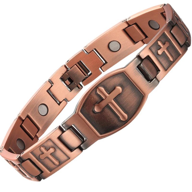 Copper Magnetic Cross Link Bracelet