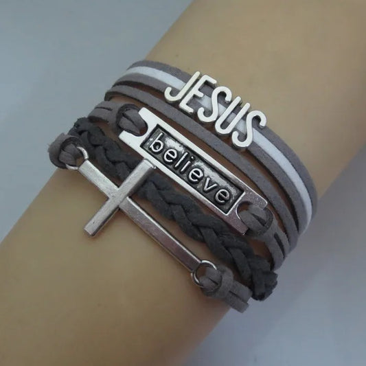 Handmade Leather Love Jesus Bracelet