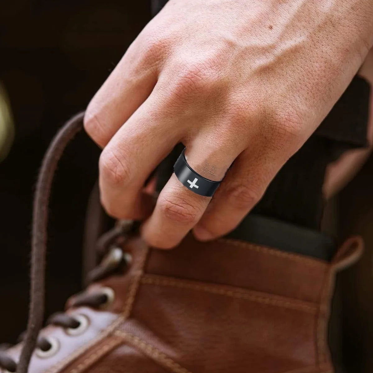Stainless Steel Couples Cross Ring