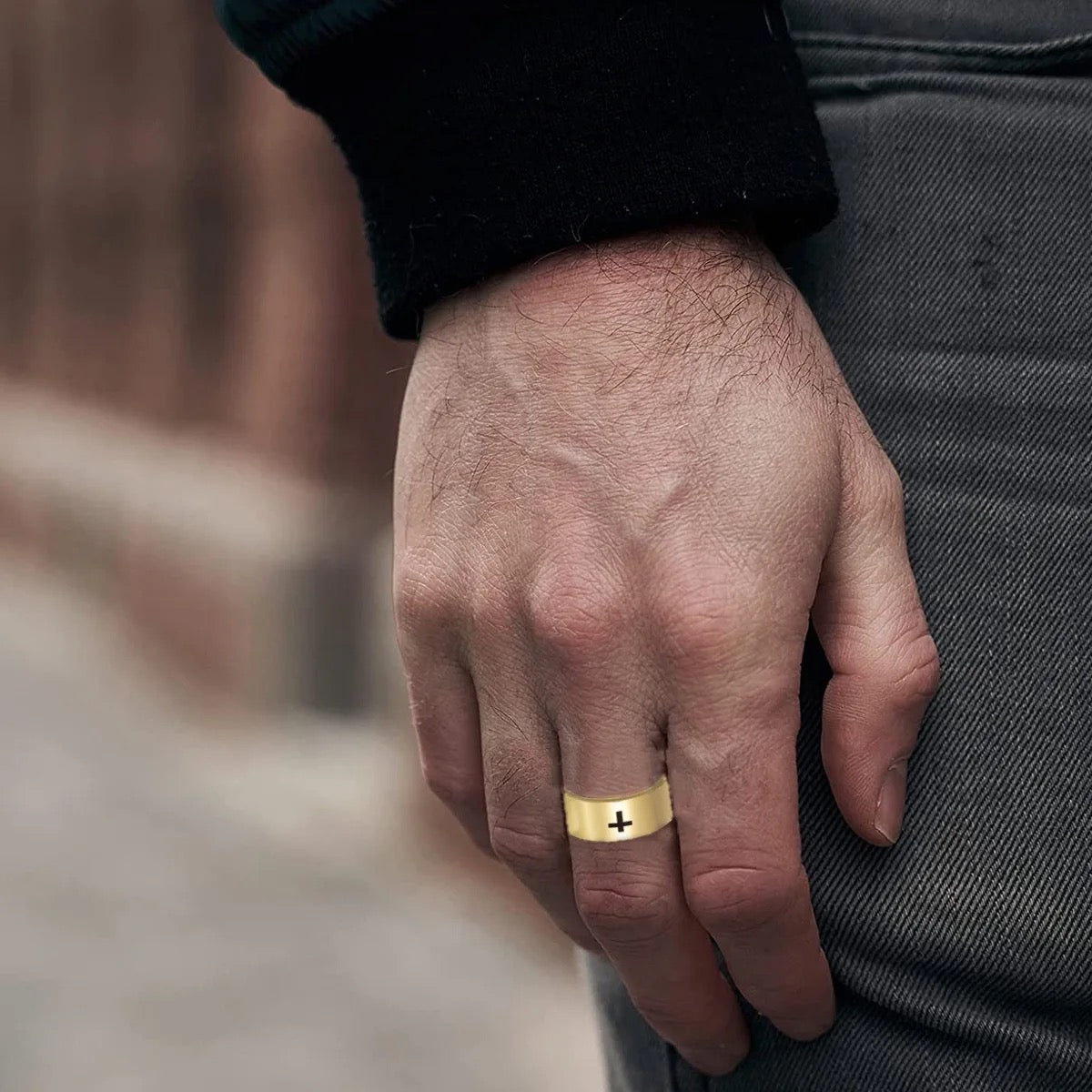 Stainless Steel Couples Cross Ring