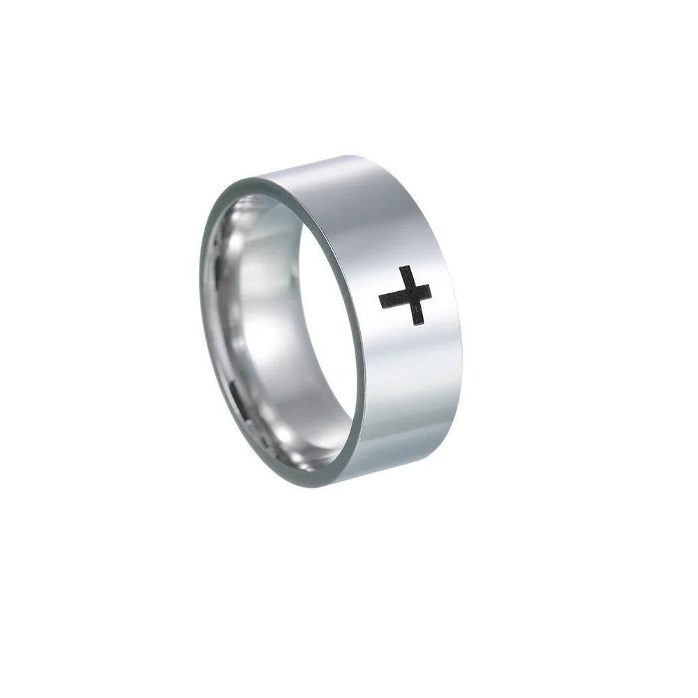 Stainless Steel Couples Cross Ring