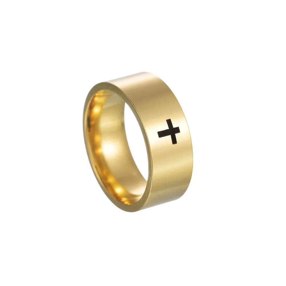 Stainless Steel Couples Cross Ring