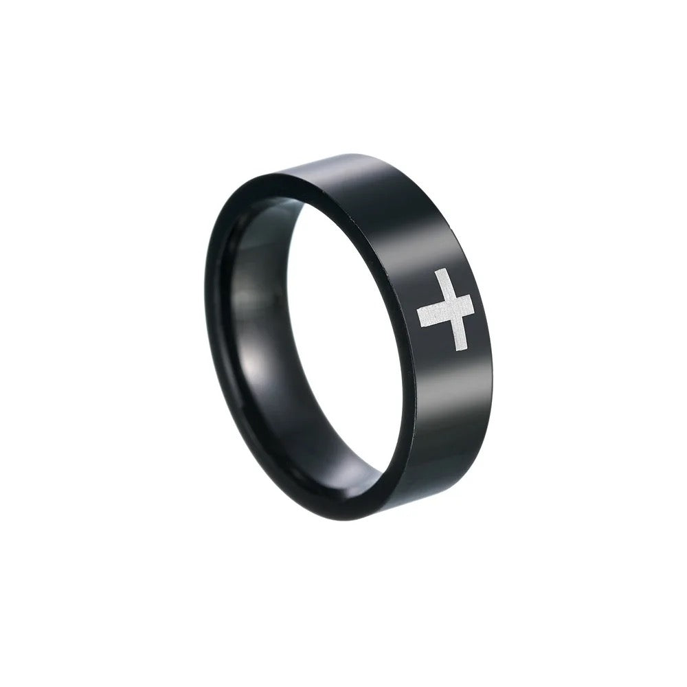Stainless Steel Couples Cross Ring
