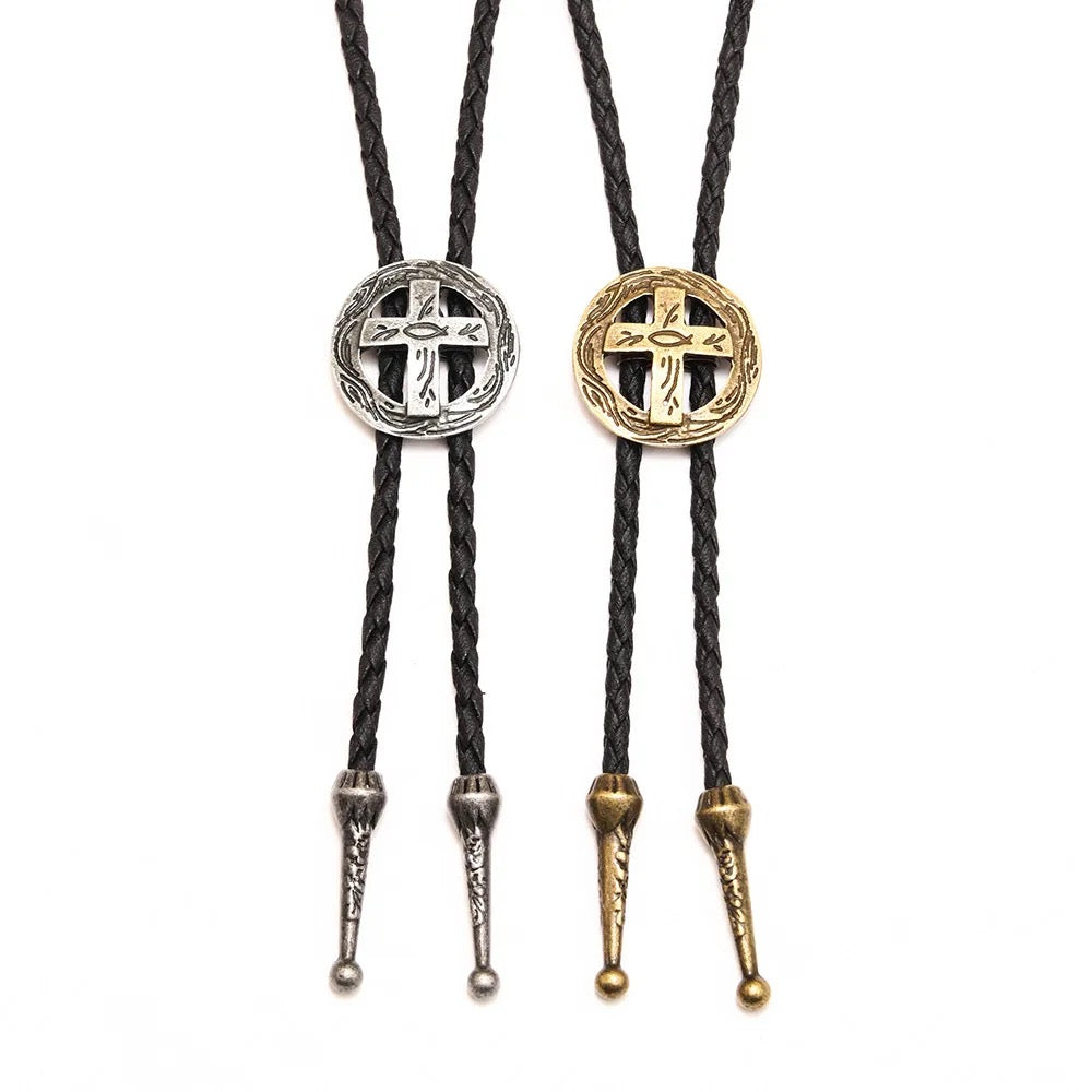 Circle Cross Bolo Tie