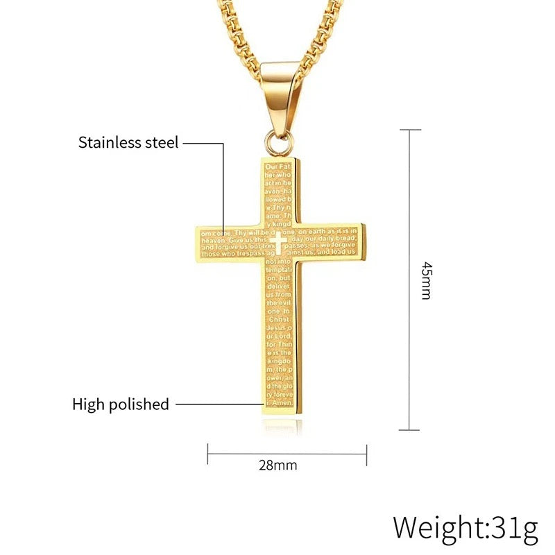 Lord’s Prayer Cross Necklace