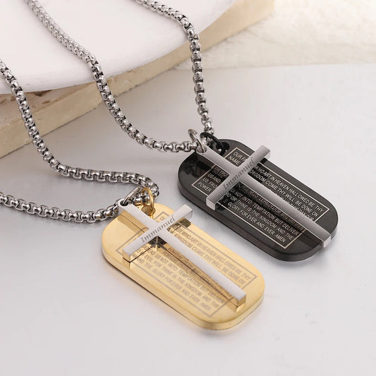 Lord’s Prayer Cross And Dogtag Necklace