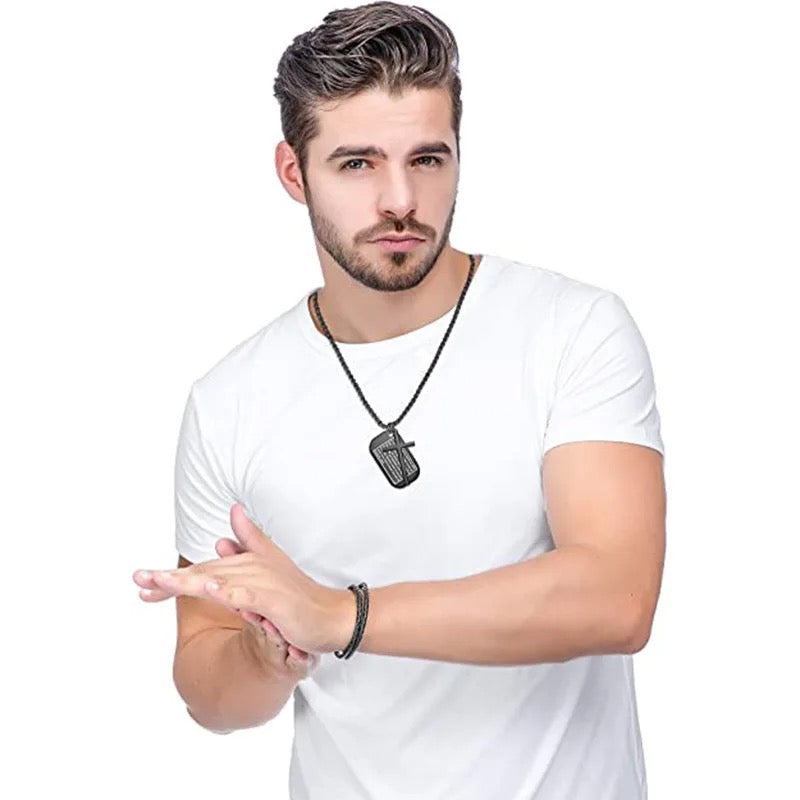 Lord’s Prayer Cross And Dogtag Necklace