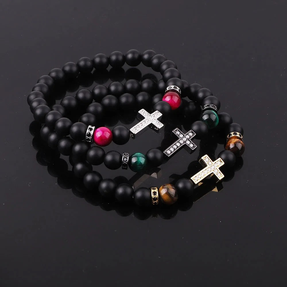 Handmade Cubic Zerconia Cross Bracelet