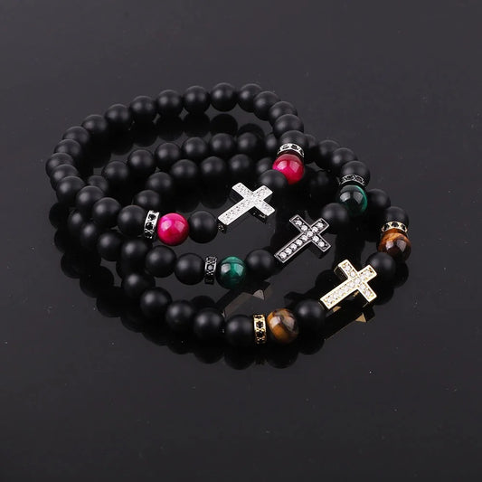 Handmade Cubic Zerconia Cross Bracelet