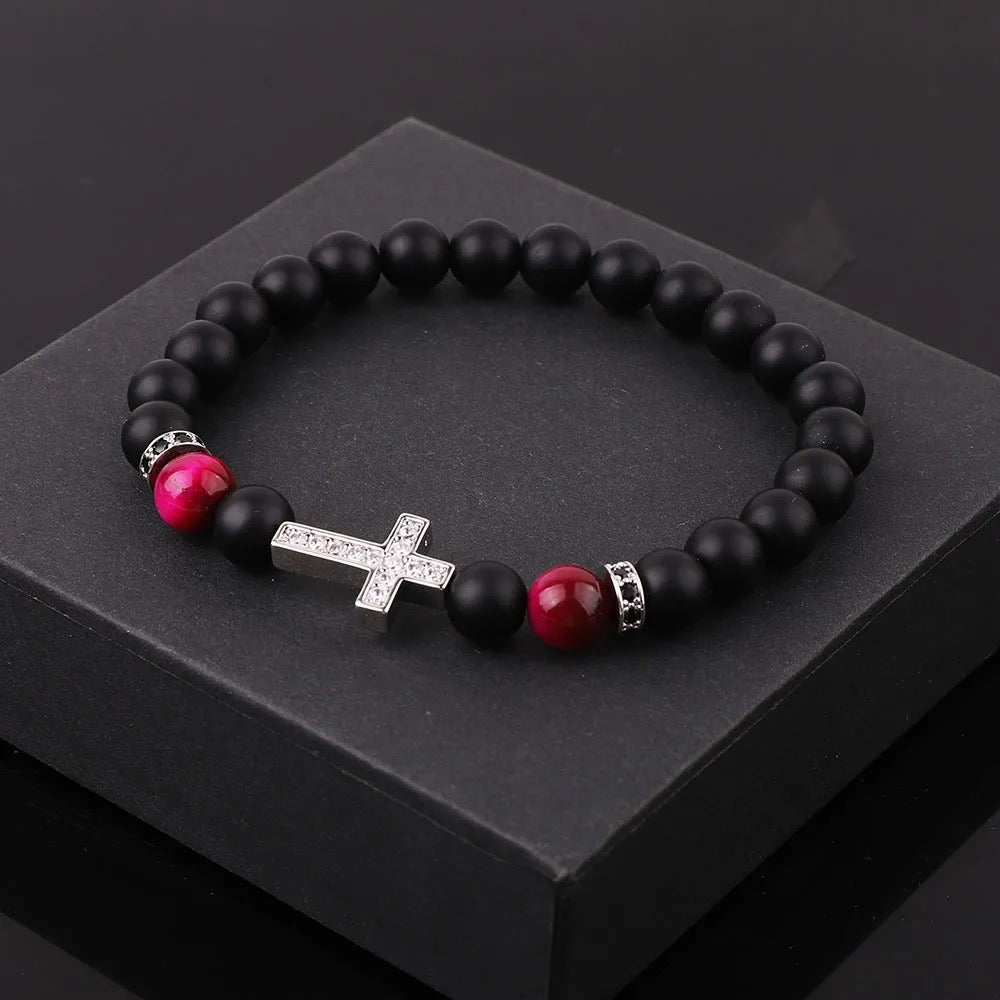Handmade Cubic Zerconia Cross Bracelet