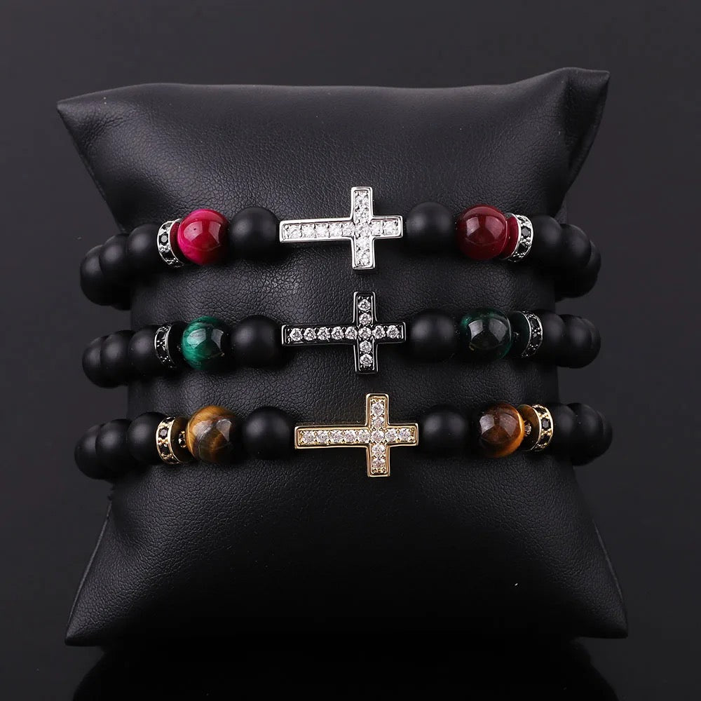 Handmade Cubic Zerconia Cross Bracelet