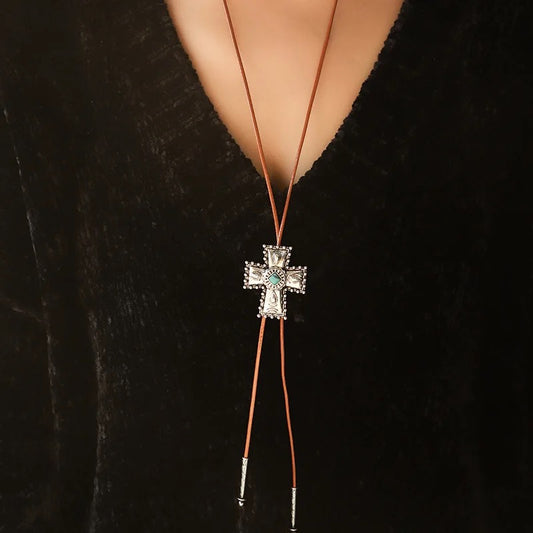 Lady’s Red Cord and Silver Plated Bolo Tie