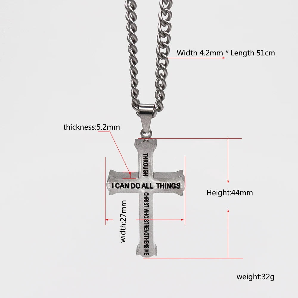 I Can Do All Things Thick Men’s Cross Necklace
