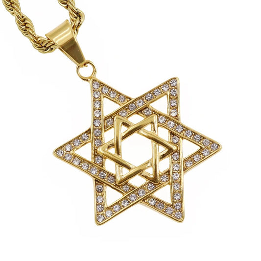 Star Of David Israel Necklace With Cubic Zirconia