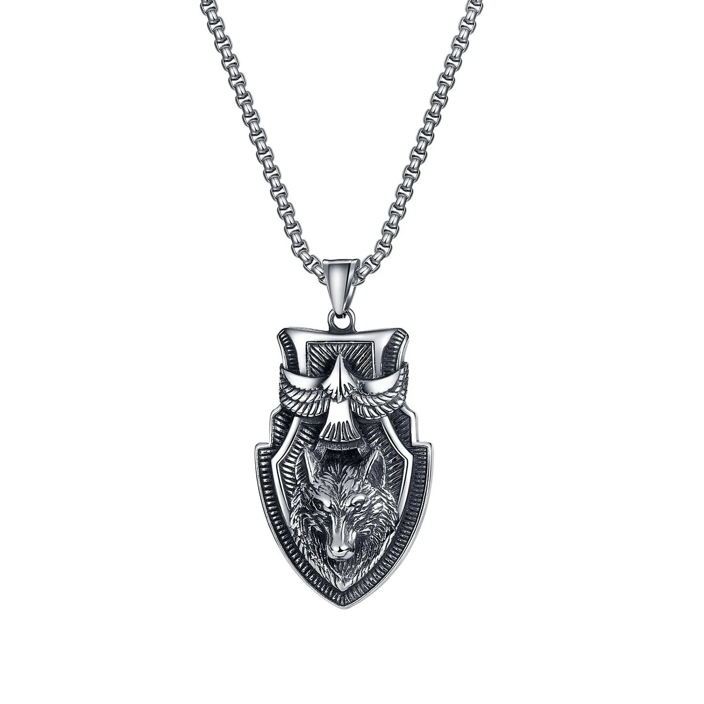 Wolf Head And Eagle Necklace