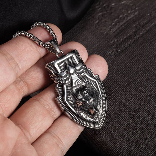 Wolf Head And Eagle Necklace