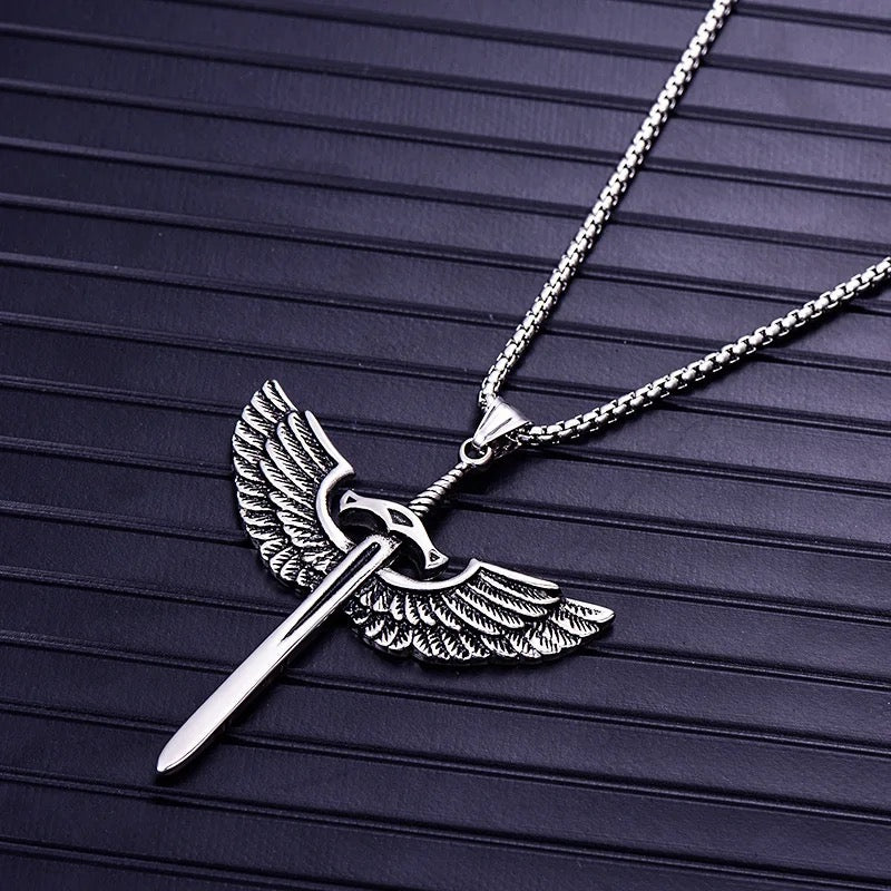 Knight Templar Vintage Sword and Angel Wings Cross