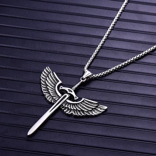Knight Templar Vintage Sword and Angel Wings Cross