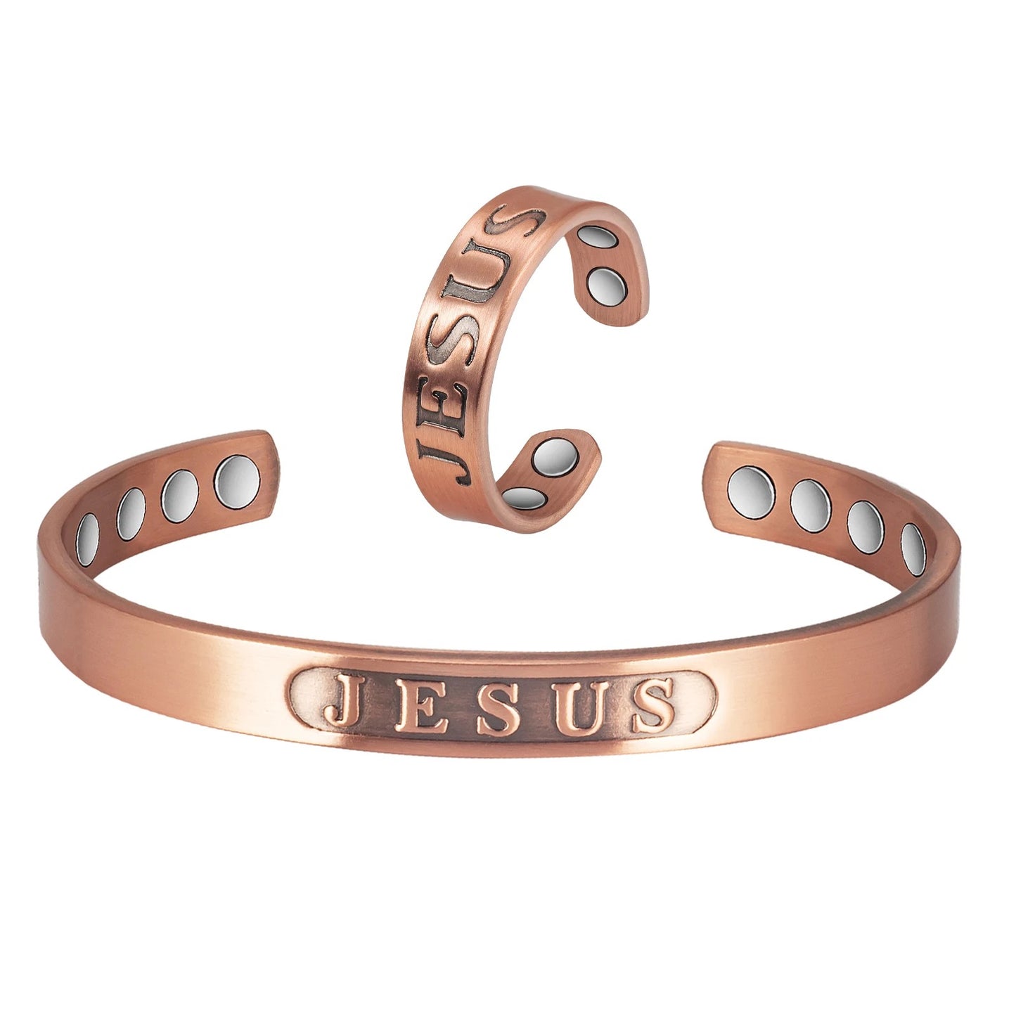 The Jesus Copper Ring and Bracelet Set