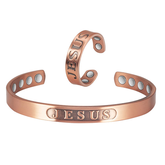 The Jesus Copper Ring and Bracelet Set