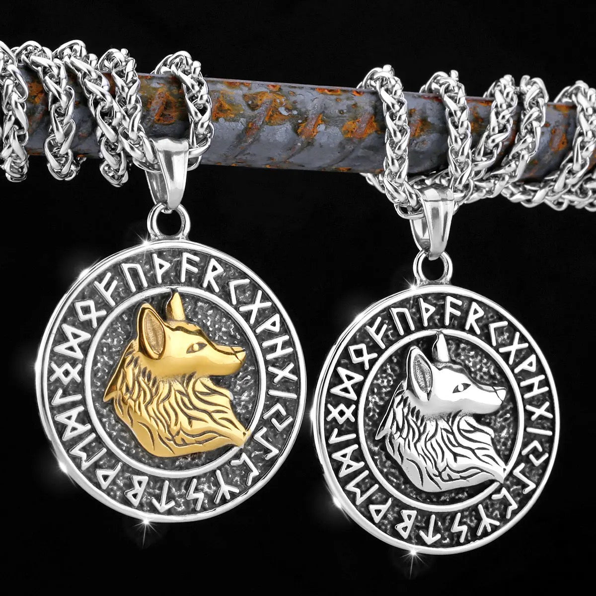 Viking Rune Wolf Necklace