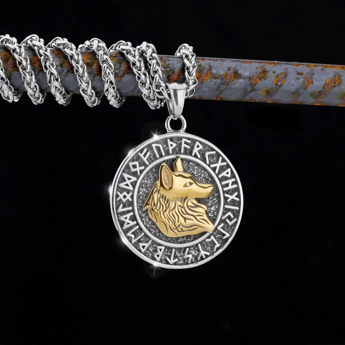Viking Rune Wolf Necklace