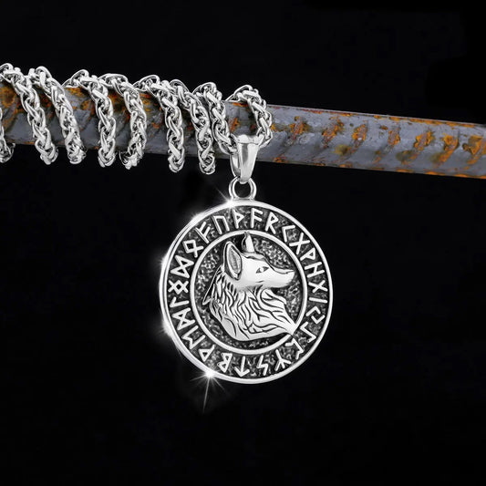 Viking Rune Wolf Necklace