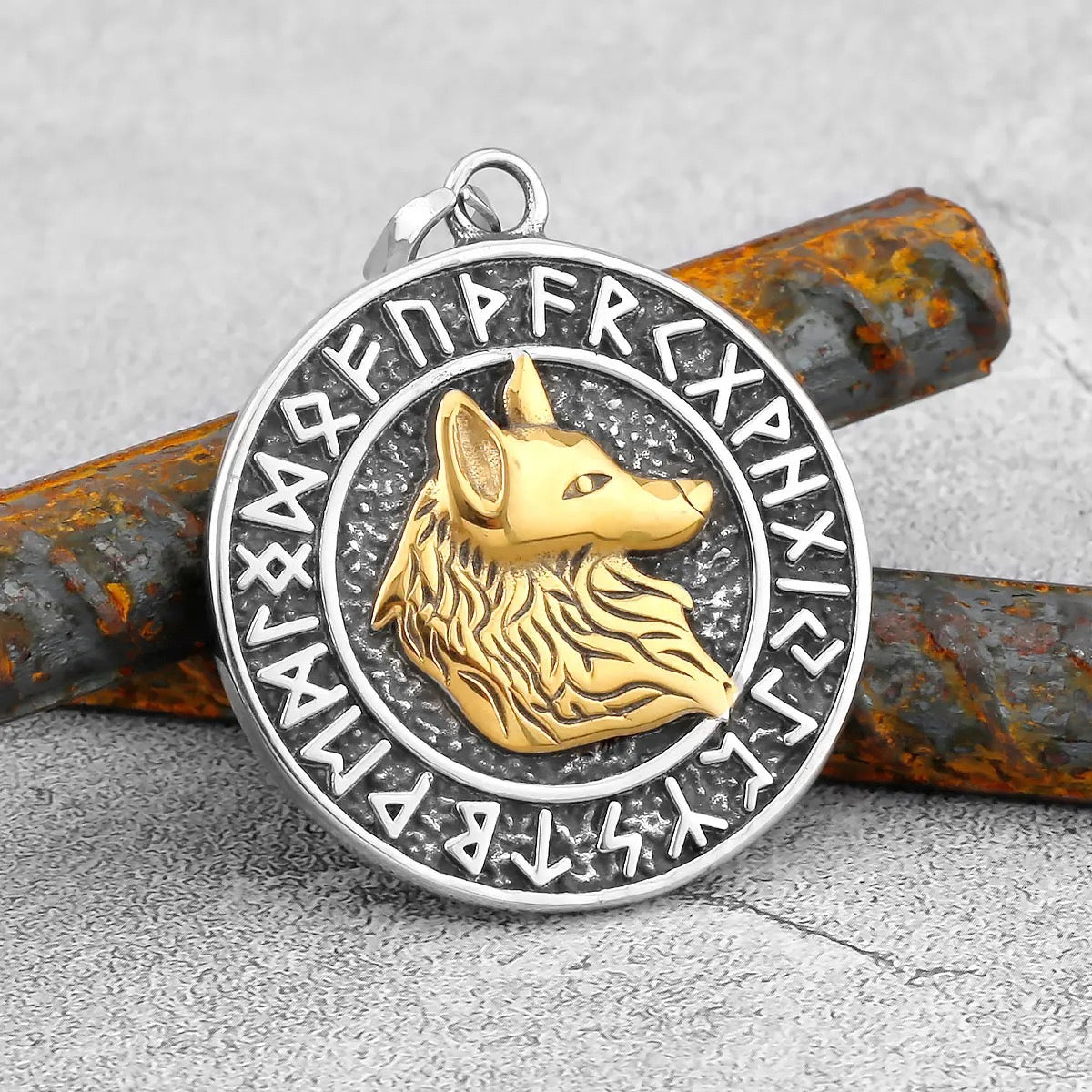 Viking Rune Wolf Necklace