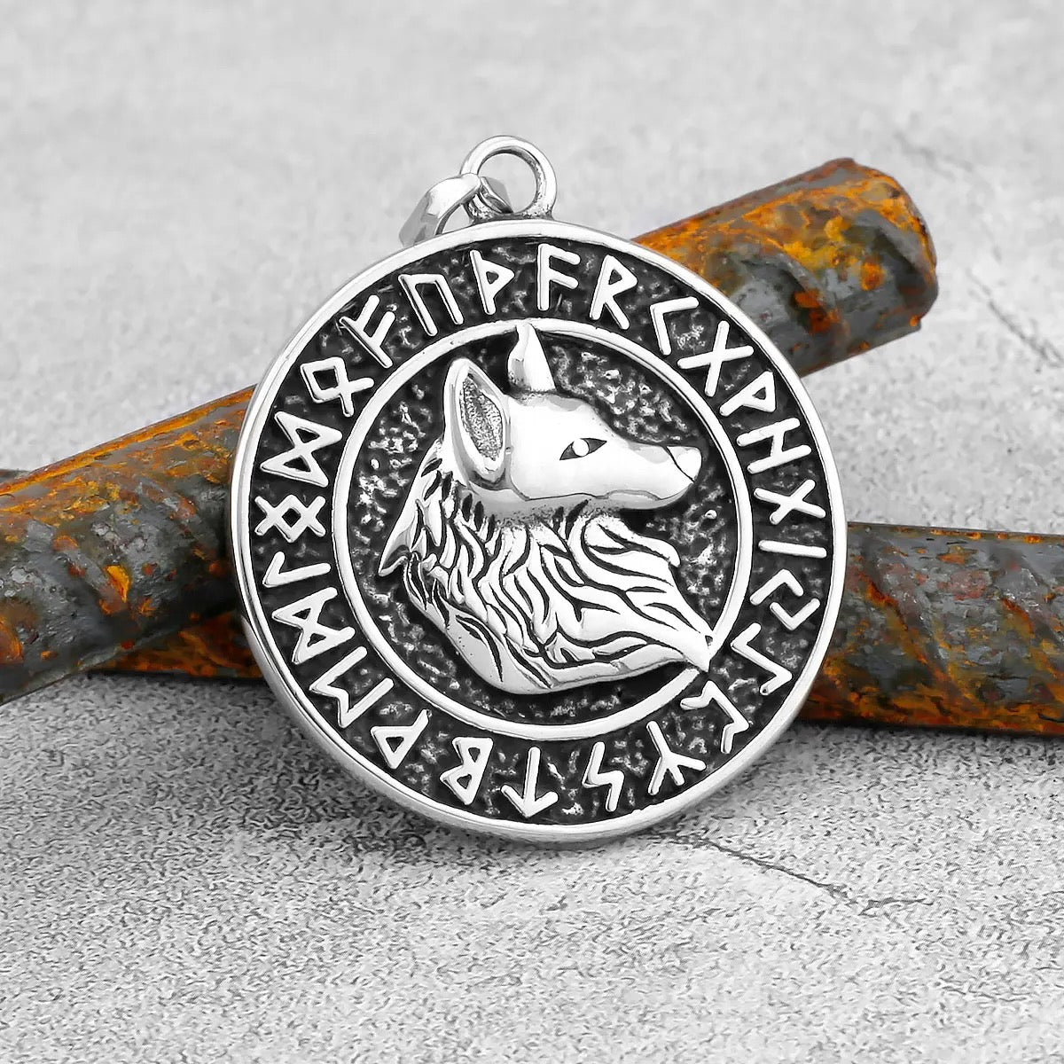 Viking Rune Wolf Necklace