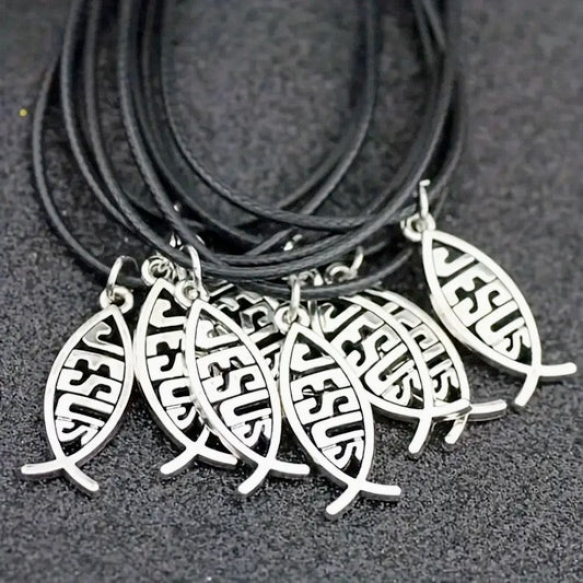 Jesus Fishers Of Men On Adjustable Cord Necklace