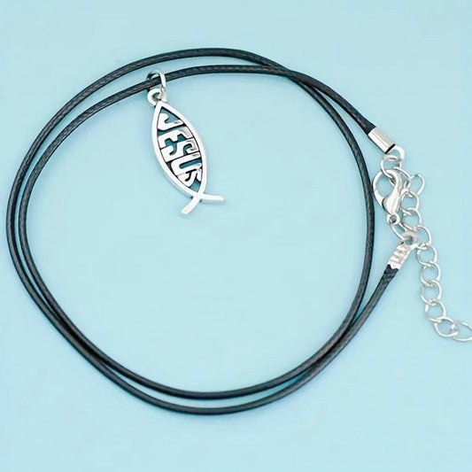 Jesus Fishers Of Men On Adjustable Cord Necklace