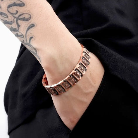 Copper Bracelet, Retro Cross Design With Magnetic Therapy