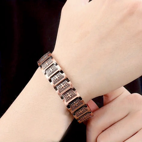 Copper Bracelet, Retro Cross Design With Magnetic Therapy