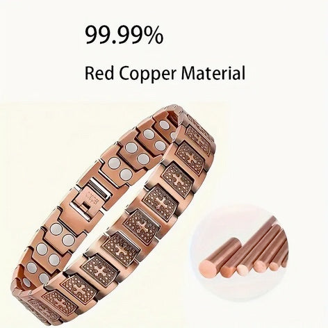 Copper Bracelet, Retro Cross Design With Magnetic Therapy