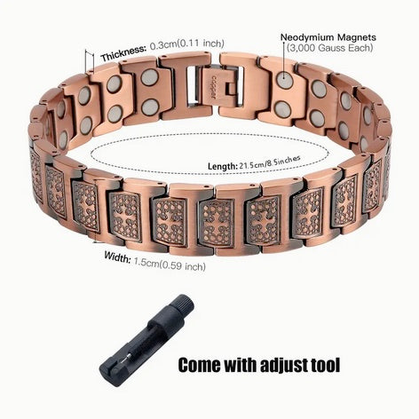 Copper Bracelet, Retro Cross Design With Magnetic Therapy