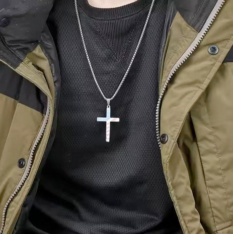 Stunning American Flag Color Titanium Steel Cross Necklace - 3 Colors