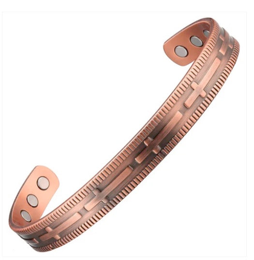 Copper Magnetic Cross Bracelet And Ring Set